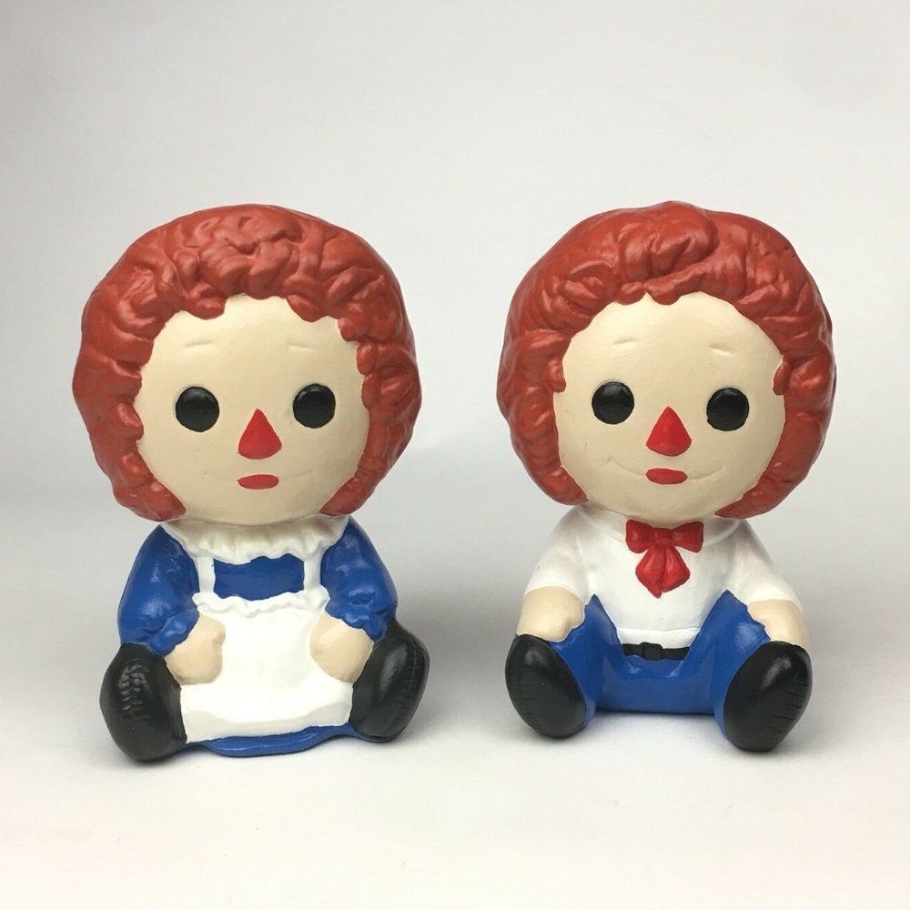 Vtg Raggedy Ann and Andy Doll Ceramic Hand Painted